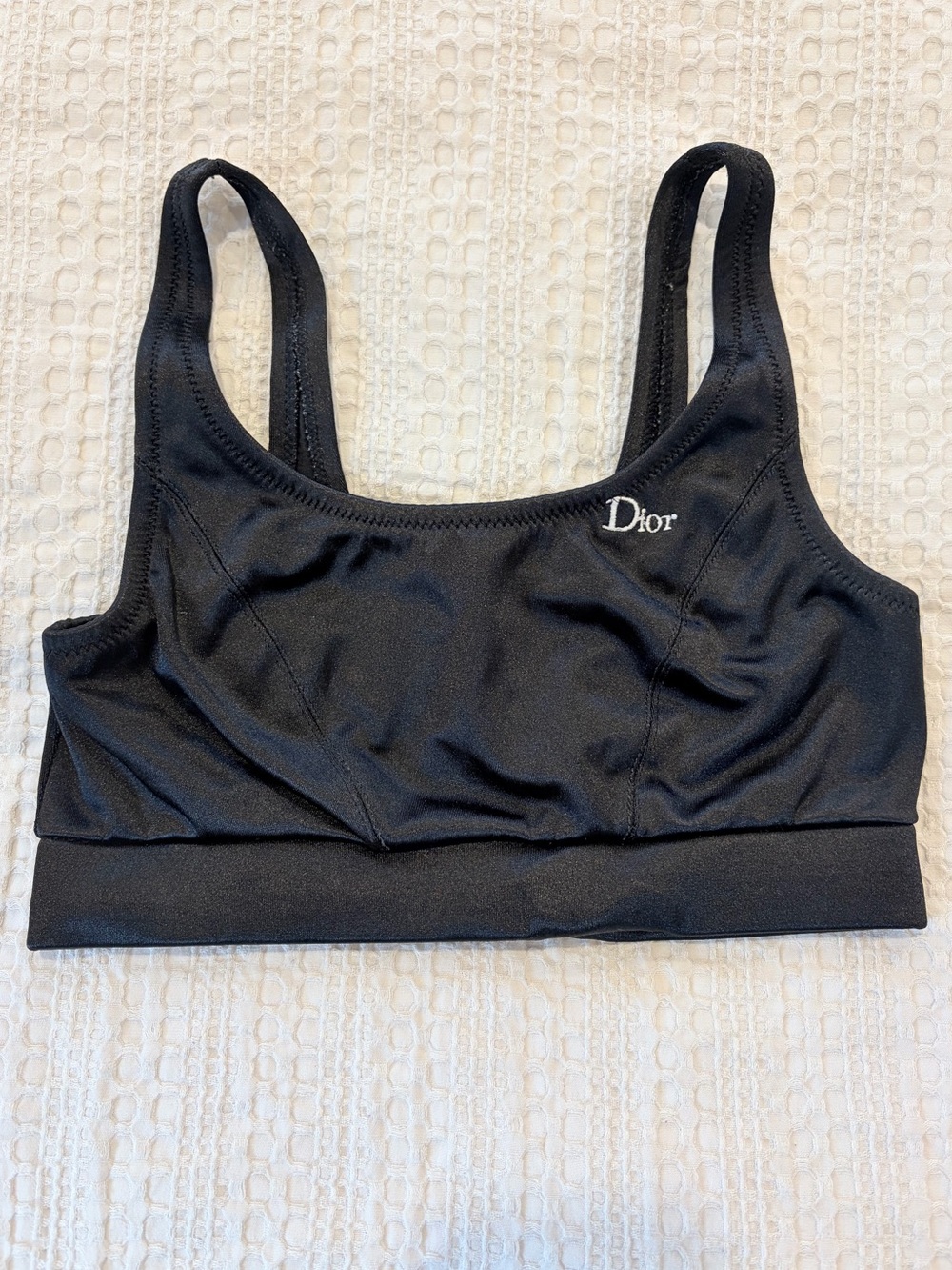 Vintage Christian Dior Black Nylon Satin Sports Bra